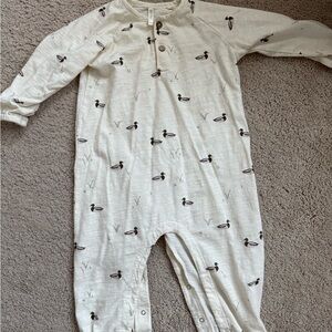 Organic Cotton Duck Print One-Piece Romper - Cream